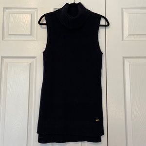 Black Guess Tank Top Turtle Neck Sweater